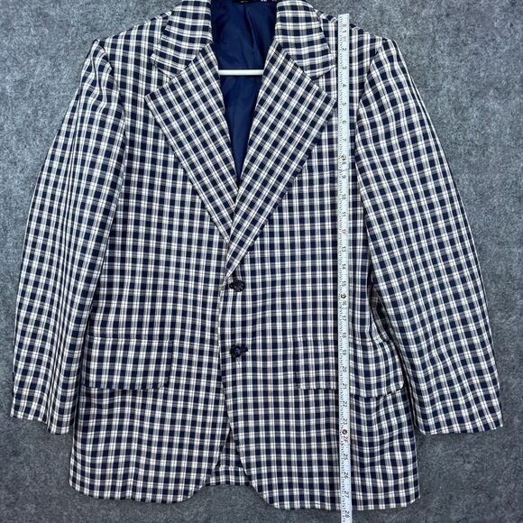 Tarleton Blazer Mens S - 38 Blue Plaid Japanese Stiff Preppy Academia Professor - Picture 7 of 9